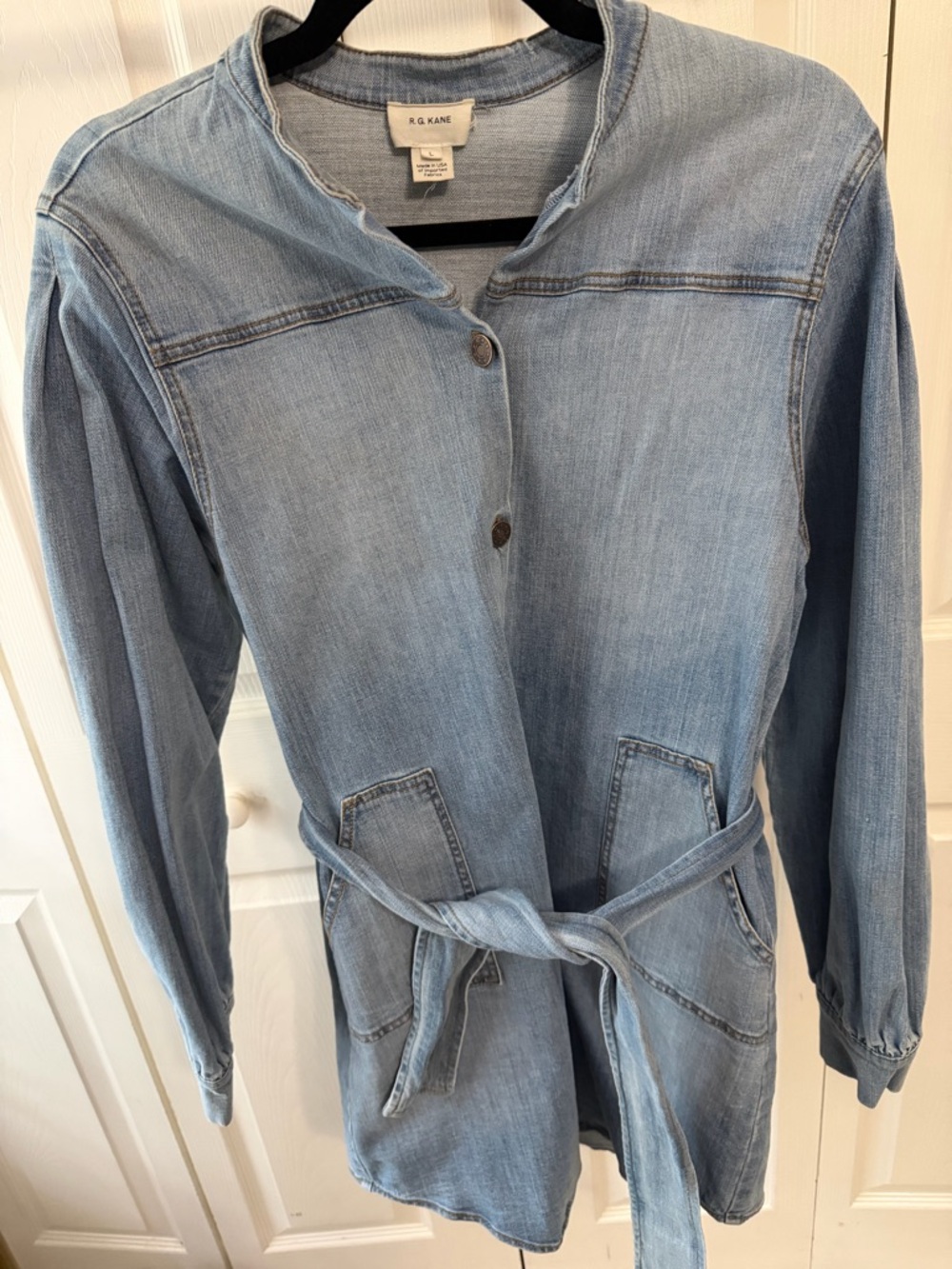 Light Blue Denim Mini Dress with Tie Waist